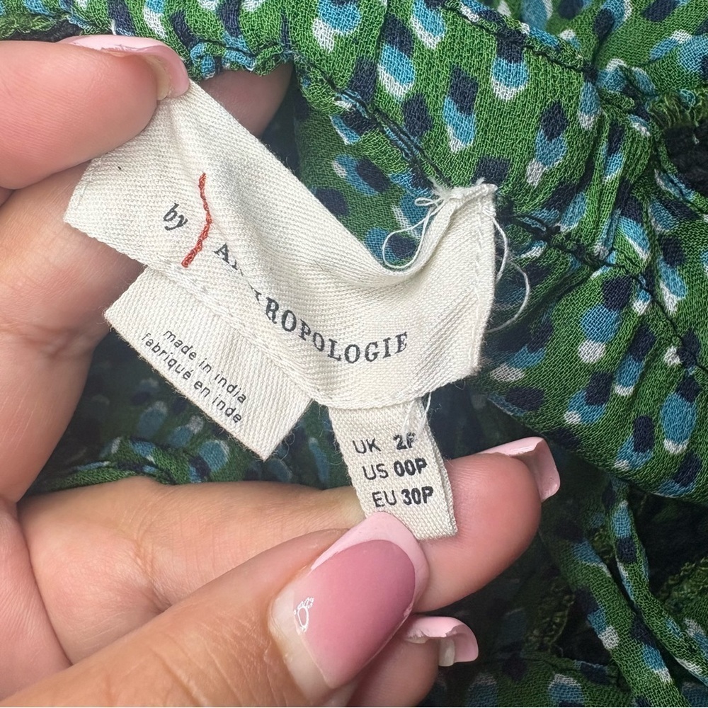 Anthropologie Bardot Blouse Boho Print Crochet Button Front Sleeveless Swing Top - Picture 6 of 8